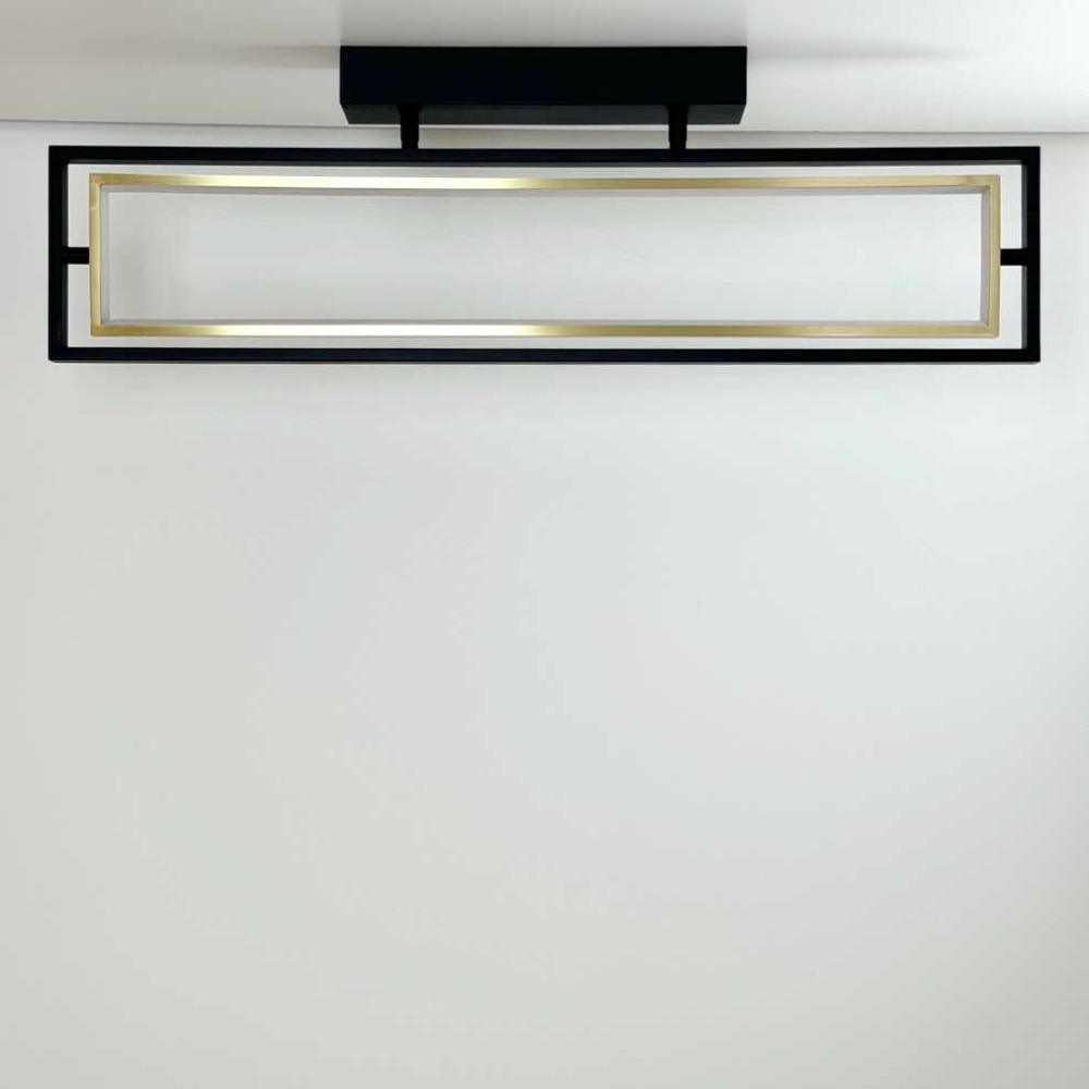 Светильник LED smart PRADA с пультом 60Вт 3000-5000K 3400Lm Прямоугольный Черно-золотой 220725